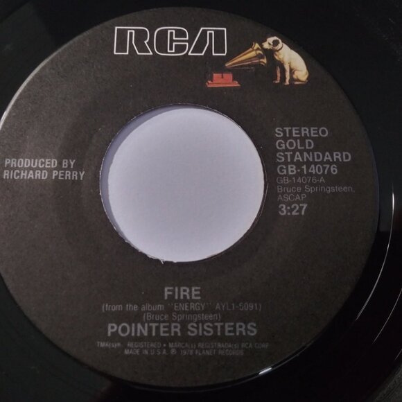 Pointer Sisters – Fire & He's So Shy UNPLAYED 45RPM 4th Edition RCA GSS Record - Picture 2 of 3